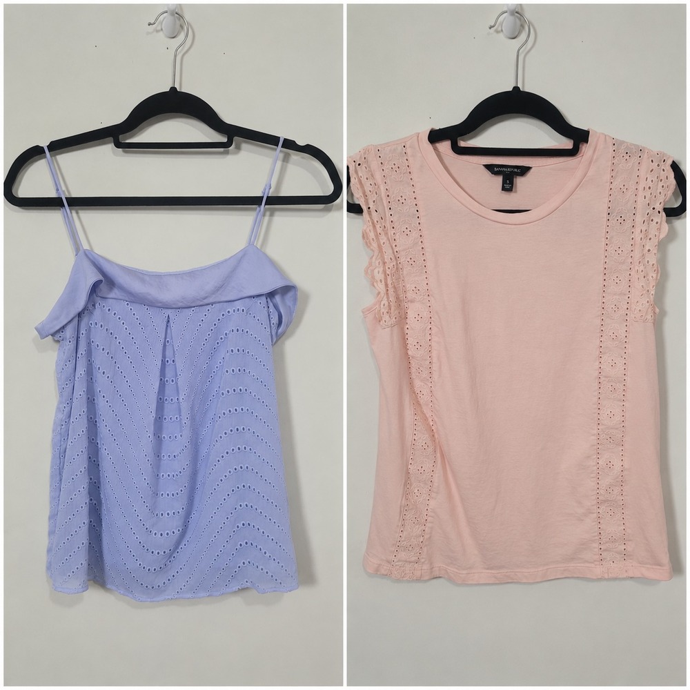 Banana Republic Size S Tops Bundle Women Pink Cap Sleeve Purple Eyelet Camisole